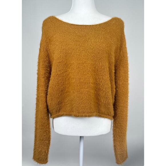 Anthropologie Pilcro Cropped Eyelash Sweater LP Large Petite Cozy Boho Soft - Picture 2 of 10